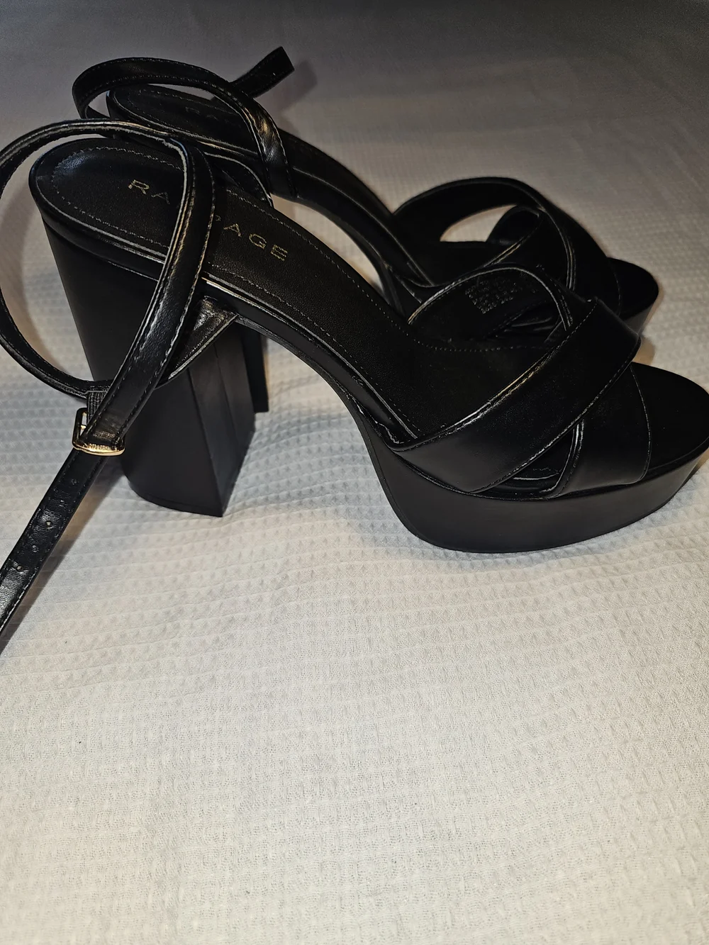 Rampage Black Leather-Look Platform Block Heels